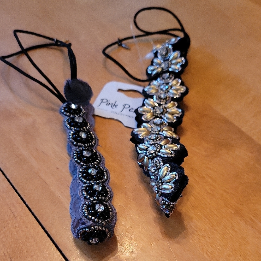 Pink Pewter Hair Jewelry Black and Silver Hair Accessories
